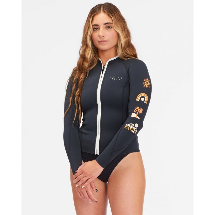 Billabong Peeky Natural 1mm top néoprène manches longues pour femme Billabong Peeky Natural 1mm top néoprène manches longues pour femme