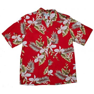 TWO PALMS Orchyd Red Chemise hawaienne