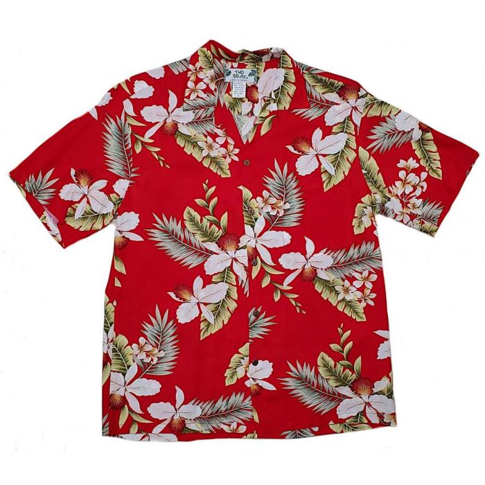 TWO PALMS Orchyd Red Chemise hawaienne