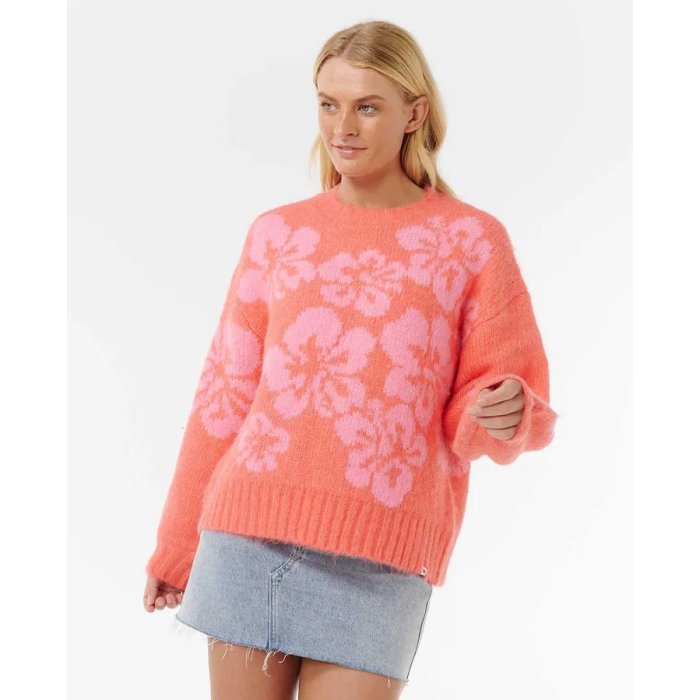RIP CURL&nbsp;Hibiscus Heat&nbsp;Jacquard Crew&nbsp;pull femme&nbsp;