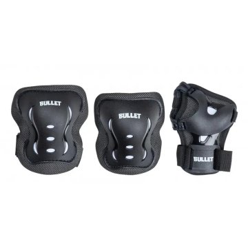 BULLET Junior Combo Black White Pack de protections de skateboard complet