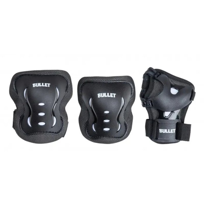 BULLET Junior Combo Black White Pack de protections de skateboard complet BULLET Junior Combo Black White Pack de protections de skateboard complet
