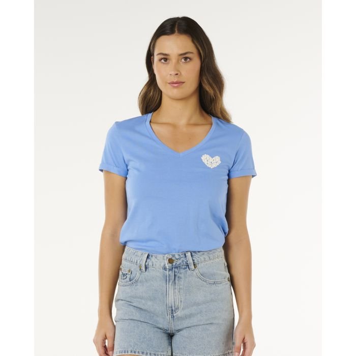 RIP CURL&nbsp;RC Heart&nbsp;V Neck Tee tshirt manches courtes femme