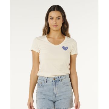 RIP CURL&nbsp;RC Heart&nbsp;V Neck Tee tshirt manches courtes femme