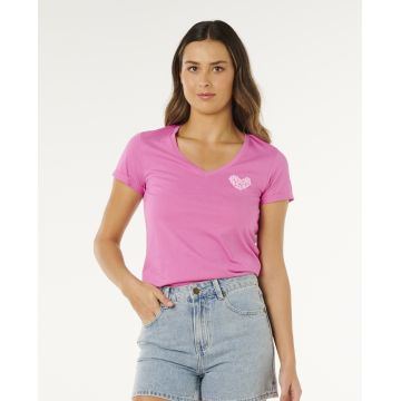 RIP CURL&nbsp;RC Heart&nbsp;V Neck Tee tshirt manches courtes femme