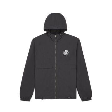 JONSEN ISLAND Windbreaker Black blouson coupe-vent à capuche zippé pour homme