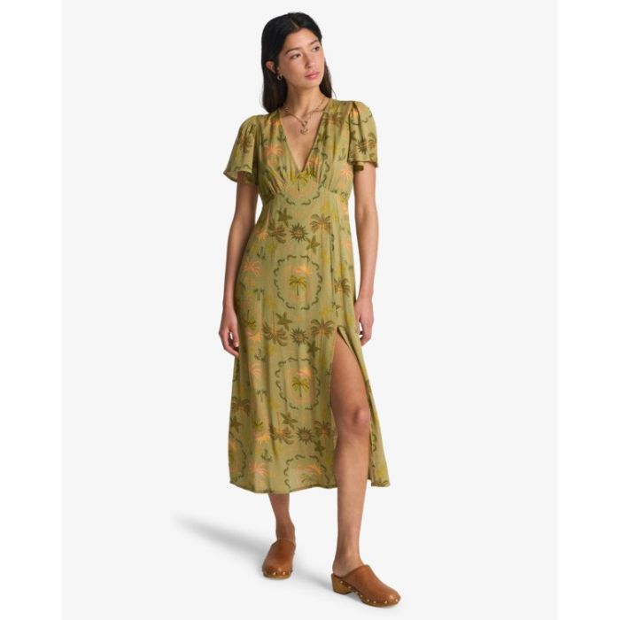 Billabong Jet Set Cedra Green robe midi pour femme Billabong Jet Set Cedra Green robe midi pour femme